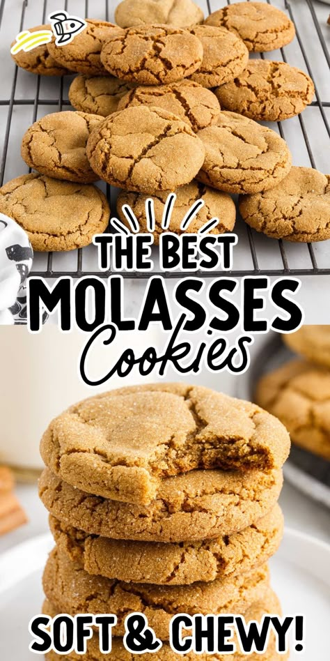 Soft, chewy, and deliciously spiced, these molasses cookies are the perfect addition to your cookie jar. Best Soft Molasses Cookie Recipe, Soft Molasses Cookies Recipe, Pioneer Woman Molasses Cookies, Molasses Drop Cookies, Keto Molasses Cookies, Blackstrap Molasses Cookies, Best Molasses Cookies Ever, Giant Molasses Cookies, Soft Molasses Cookie Recipe