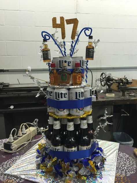 Miller Lite Beer Cake for your boss #beercake Miller Light Cake, Miller Lite Beer Cake, Miller Lite Party, Miller Lite Cake, Beer Can Christmas Tree, Oct Wedding, Beer Cakes, Sweets Ideas, Lite Beer