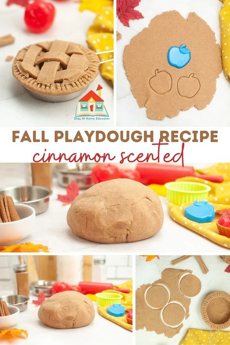 Capture the essence of fall with this inviting cinnamon playdough recipe! Perfect for preschoolers, this easy, no-cook activity ignites imaginations with its warm, cozy scent and soft, pliable texture. The subtle hint of cinnamon adds an extra layer of sensory fun, making it a delightful way to explore fall themes. This hands-on experience promotes creativity and strengthens connections to the enchanting sights and smells of autumn. Fall Scented Playdough, Homemade Cinnamon Playdough, Cinnamon Playdough, Fall Playdough Recipes, Cinnamon Playdough Recipe, Scented Playdough Recipe, Thanksgiving Playdough, Fall Playdough, Natural Playdough