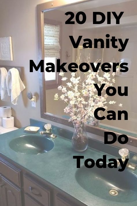 You can easily find your perfect new vanity look now, with these 20 DIY vanity projects that show just how versatile – in both style and size – a vanity can be. Vanity | DIY| Build | build it yourself | vanity diy | build vanity | bedroom furniture | Build Vanity, Diy Vanity Ideas, Vintage Vanity Tray, Vanity Diy, Hometalk Diy, New Vanity, Old Vanity, Vanity Makeover, Vanity Bedroom