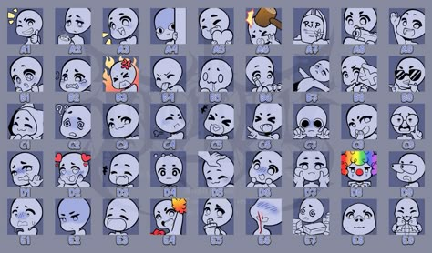 Vtuber Emotes Base, Vtuber Expression Sheet, Png Tuber Avatar Base, Emotes Twitch Base, Twitch Emotes Base, Pngtuber Reference, Emote Drawing, Face Expressions Reference, Expressions Study