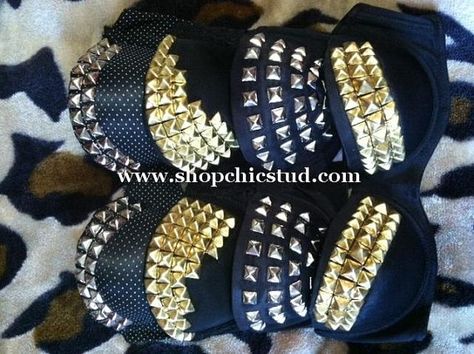 StayStudded Ralph Lauren Model, Studded Bra, Bra Design, Diy Bra, Studs And Spikes, Edm Outfits, Rave Bra, Diy Simple, Rocker Style