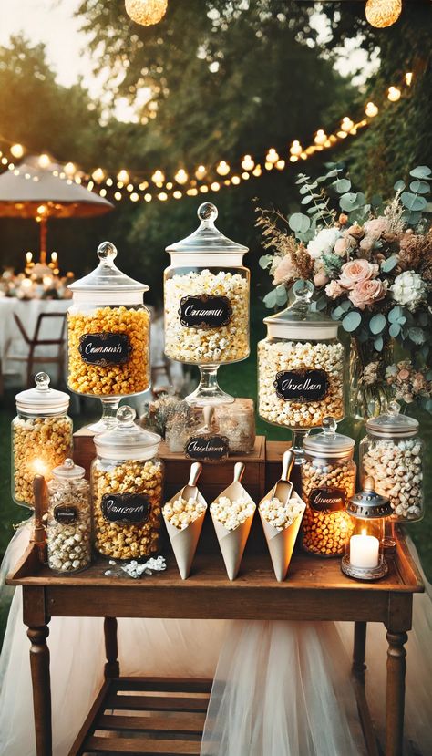 Make your wedding extra special with a fun and stylish popcorn bar! 🎉 Whether you’re going for a rustic, elegant, or modern theme, a popcorn bar is a budget-friendly and crowd-pleasing snack station. Learn how to set it up with the best popcorn flavors, toppings, cute display ideas, and must-have accessories. Perfect for DIY weddings, receptions, and special events! 💍💕  #WeddingSnackBar #PopcornBarIdeas #DIYWedding #WeddingReception #EventPlanning Popcorn Bar Wedding, Popcorn Game, Wedding Snack Bar, Popcorn Bar Ideas, Snack Bar Ideas, Popcorn Station, Wedding Bars, Popcorn Flavors, Perfect Popcorn