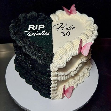 Kenysha Medina on Instagram: "All inquiries can be submitted through our website, thesweetlifekm.org 🤍 Linked in bio.   Currently booking May-June.  #phillycakes #phillybaker #heartcake #cakeart #riptwenties #hello30 #heartcakes #vintageheartcake" 30th Birthday Cake Rip 20s, Rip To My 20s Cake, Twenty Birthday Cake, 30s Birthday Cake, 30th Birthday Party For Her, 30th Birthday Cake For Women, 29th Birthday Cakes, 30. Geburtstag Frau, Heart Birthday Cake