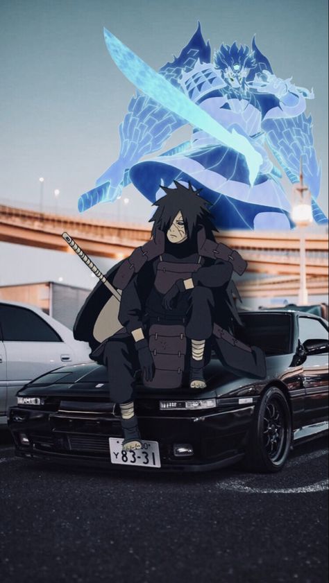 Jdm Cars With Anime Characters, Car And Anime Wallpaper, Anime Car Aesthetic, Car X Anime, Anime Car Art, Supra Anime, Jdm Anime Wallpaper, Anime Jdm, Car Anime