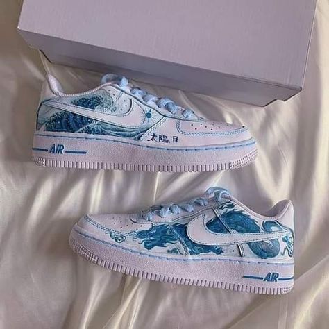 Ocean Dragon, Angelus Paint, Painted Shoes Diy, Custom Sneakers Diy, Custom Painted Shoes, Diy Sneakers, Custom Shoes Diy, Custom Af1, Nike Shoes Air Force