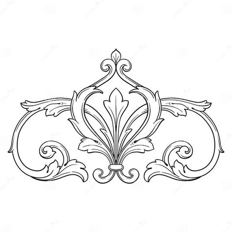 Vintage Baroque Frame Engraving Scroll Ornament Stock Vector - Illustration of line, motif: 76395225 Ornament Drawing Patterns, Scroll Ornament, Ornament Illustration, Baroque Frame, Baroque Frames, Ornament Drawing, Baroque Ornament, Geometric Pattern Art, Wood Carving Designs