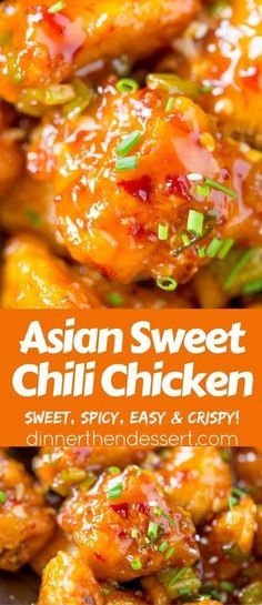 Asian Sweet Chili Chicken is so crispy, sticky, sweet, slightly spicy and completely addicting you won't even miss your favorite Asian takeout. Sweet Chicken Chili, Asian Sweet Chili Chicken, Asian Chili, Foreign Recipes, Spicy Asian Chicken, Chicken Entree, Apple Crisps, Sweet Chili Chicken, Asian Meals