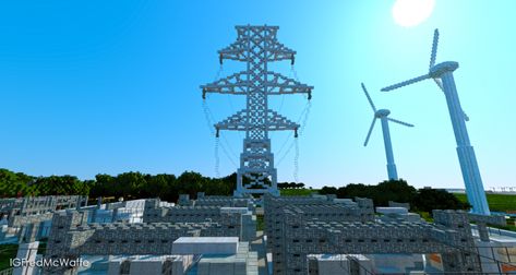 Minecraft Power Lines, Minecraft City Buildings, Transmission Line, Minecraft City, Petrol Station, Cityscape Art, City Buildings, St Joseph, The Republic