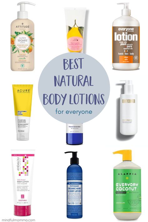 Find the best natural body lotion brands to nourish your skin without harmful chemicals. Product roundup includes certified organic, EWG-Verified, fair trade and more. | #lotion #naturalproducts #skincare via @MindfulMomma Best Natural Body Lotion, Best Smelling Lotion For Women, Non Toxic Lotion, Non Toxic Body Lotion, Best Body Moisturizer, Best Body Lotion, Adulting Hacks, Living Naturally, Glow Lotion