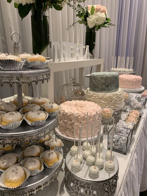 Sweet Sixteen Candy Bar, Candy Bar Ideas, Silver Theme, Pink Theme, Candy Table, Decorative Ideas, Pink And Silver, Pink Themes, Sister Wedding