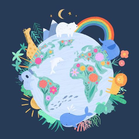 Abc Illustration, Earth Projects, Earth Week, Earth Illustration, Happy Earth Day, Happy Earth, Summer 22, Jungle Print, Green House