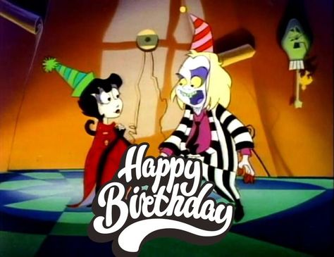 Happy Birthday Horror Fan, Happy Birthday Horror, Beetlejuice Birthday, Happy Birthday Halloween, Happy Birthday Doodles, Birthday Doodle, Bday Wishes, Beetle Juice, Happy Belated Birthday