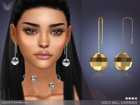 Sims 4 Disco Ball, Sims 4 Disco Cc, Ball Drop Earrings, Sims 4 Studio, Los Sims, Ball Drop, Cc Sims, Kids Earrings, Sims 4 Custom Content