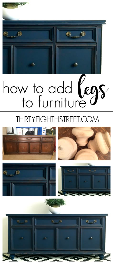 Add Legs To Furniture, Furniture Rehab, Refurbished Furniture, Furniture Restoration, Furniture Makeover Diy, Paint Furniture, Flipping Furniture, Furniture Legs, Redo Furniture