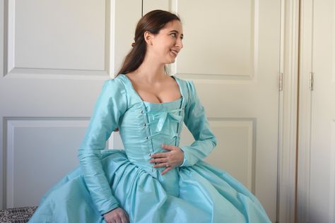 Eliza Schuyler Dress Hamilton Costume Eliza Hamilton Queen Charlotte Dress, Hamilton Cosplay, Full Corset, Gown Queen, Hamilton Eliza, Hamilton Costume, Eliza Hamilton, Georgian Fashion, Hamilton Outfits