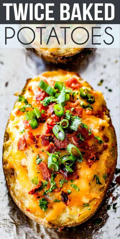 Twice Baked Baked Potatoes, Baked Potato Variations, Rebaked Potatoes Recipe, Twice Baked Potatoes Dairy Free, Foods To Make With Potatoes, Filled Baked Potatoes, Bake Potatoes Recipes Stuffed, Twice Cooked Potatoes, Baked Twice Potatoes