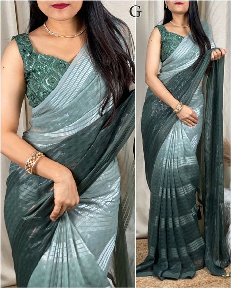 *Design- Dynamic 🖤* *Rustic glamour unleashed ! With the pedding dusty color range sarees, your secret weapon to slay fashion game* *Product details* *Saree- sparkle Georgette* . *Blouse-.Mono Banglori.* *Pattern-* *Saree- pedding print with self sparkle zari weaving in saree with designer tussles in pallu.* *Blouse- sequins work.* *RATE-1170/-(free shipping)* Slay Fashion, Dupatta Design, Yumna Zaidi, Long Dress Design, Saree Design, Georgette Blouse, Saree Trends, Georgette Saree, Saree Look