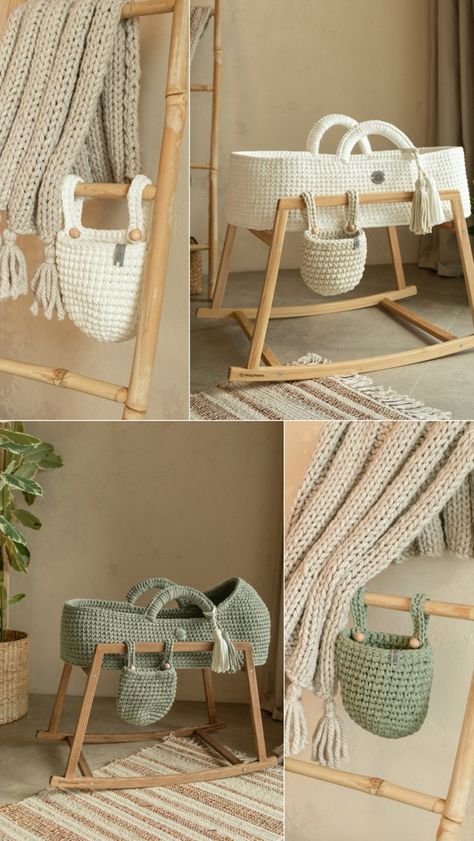 Baby Basinets, Hanging Storage Baskets, Hanging Bassinet, Crochet Crib, Fancy Bedroom, New Mom Gifts, Moses Basket Stand, Baby Moses, Crochet Storage Baskets