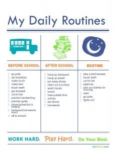 Back To School: Establishing Morning & Evening Routines 4 Kids – dsm4kids.com Morning Routine Kids, Daily Schedule Kids, Kids Routine Chart, Daily Routine Chart, Evening Routines, After School Routine, My Daily Routine, Kids Schedule, Routine Chart