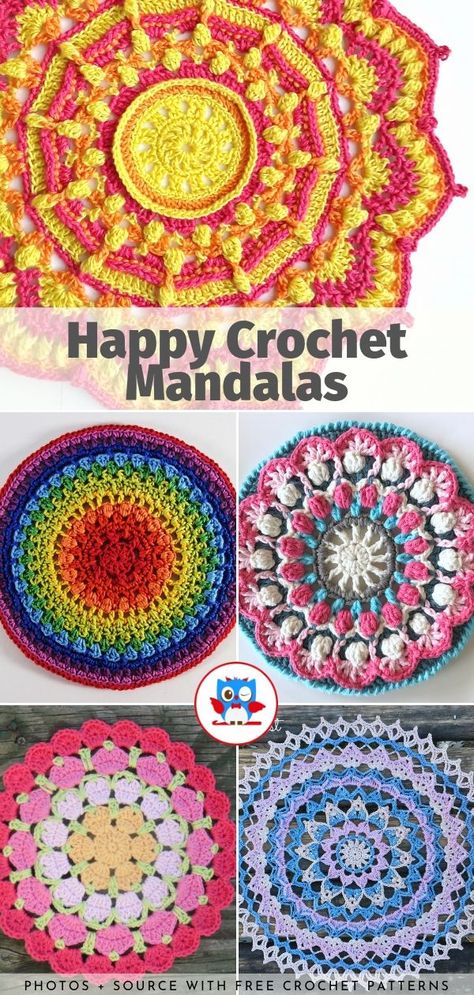 Happy Crochet Mandalas Free Patterns Free Mandala Crochet Patterns, Crochet Ripple Pattern, Ripple Pattern, Popular Crochet, Mandala Patterns, Crochet Mandala Pattern, Crochet Unicorn, Crochet Blog, Crochet Winter