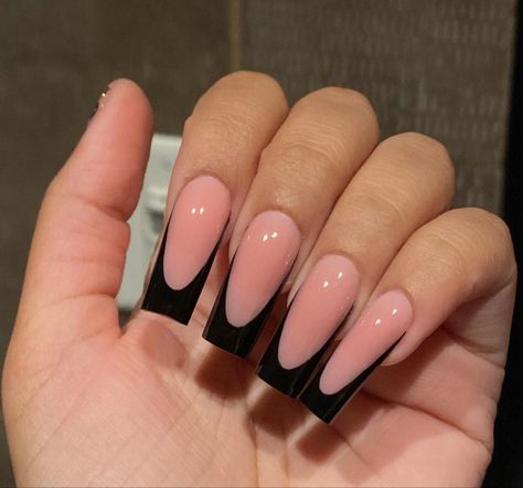 Ambre Nails, Acrylic Nail Designs Classy, On Me, Nyc Nails, Acrylic Toe Nails, Black Acrylic Nails, French Tip Acrylic Nails, Girly Acrylic Nails, Fall Acrylic Nails