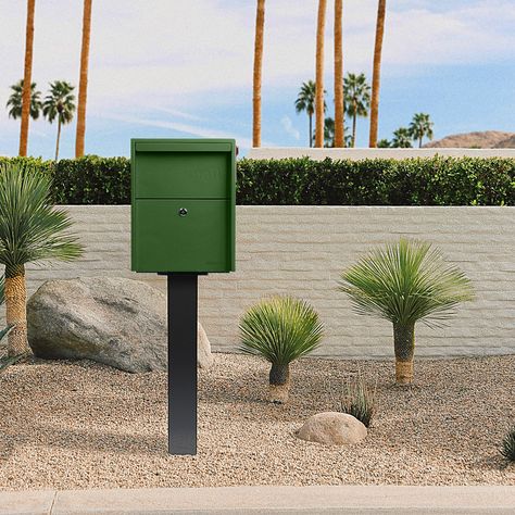 Post Mount | Large | adoorn Locking Mailbox On Post, Large Mailbox Post Ideas, Modern Mailbox Post, Contemporary Mailboxes, Beautiful Mailbox, Large Mailbox, Mailbox Ideas, Modern Mailbox, Mailbox Post