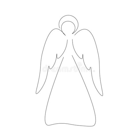 Christmas angel silhouette line draw. Ing stock illustration Angel Silhouette Drawing, Angel Line Drawing, Angel Outline, Line Drawing Illustration, Jar Decorations, Angel Silhouette, Angel Trumpet, Silhouette Drawing, Angel Drawing