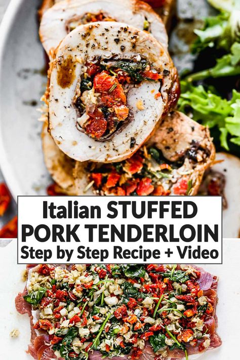 Dinner For Entertaining, Prosciutto And Cheese, Pork Loin Recipes Oven, Pork Loin Roast Recipes, Pork Tenderloin Recipe, Pork Fillet, Tenderloin Recipe, Stuffed Pork, Pork Roast Recipes