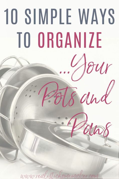 Organize Kitchen Cabinets Pots And Pans, Organizing Lids For Pots And Pans, Organization Ideas For Pots And Pans, Storage For Cookware, Frying Pan Storage Ideas, Pan And Lid Organization, Pot Organization Ideas, Cookware Organization Ideas, Pan Storage Ideas Small Spaces