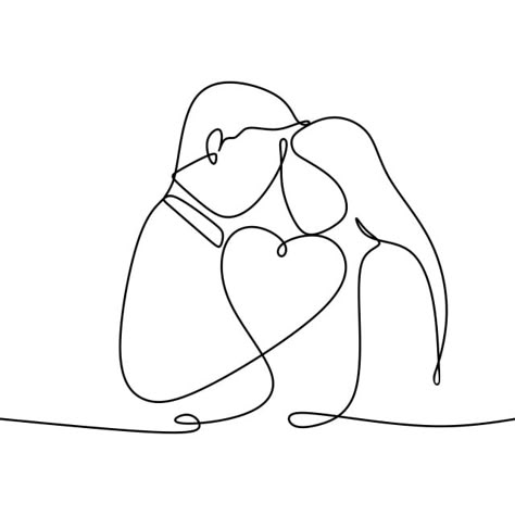 Line Art Drawings Love, Marriage Drawing, Hug Illustration, Family Sketch, Person Drawing, Single Line Drawing, Drawing Vector, Continuous Line Drawing, One Line Art