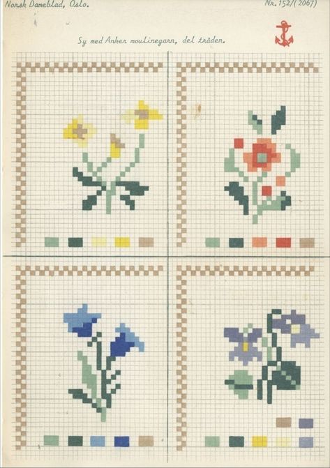 CROSS-STITCH PATTERN. DESIGN CAN ALSO BE USED FOR NEEDLEPOINT, TAPESTRY AND BEADING. Cross Stitch Patterns Free Disney, Geeky Cross Stitch Patterns, Flower Cross Stitch Pattern, Cross Stitch Flower, Floral Cross Stitch Pattern, Vintage Cross Stitch Pattern, Graph Crochet, Flower Cross Stitch, Cross Stitch Cross