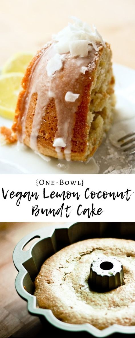 One Bowl Vegan Meyer Lemon Coconut Bundt Cake...SO easy and delicious! Make this in one bowl, and pour and bake! #vegan #bundt #Bundtcake #lemoncake #vegancake www.feastingathome.com Vegan Lemon Coconut Cake, Vegan Bundt Cake Recipes, Vegan Bundt Cake, Coconut Bundt Cake, Lemon Coconut Cake, Vegan Coconut Cake, Vegan Lemon Cake, Vegan Baking Recipes, Lemon Bundt Cake