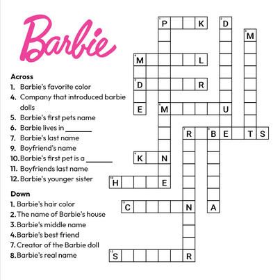 A crossword a day keeps the boredom away! - PlaySimple Games Barbie Games To Play, Barbie Birthday Party Games, Barbie Pool Party, Barbie Party Decorations, Barbie Games, Barbie Theme Party, Kitty Party Games, Fest Temaer, Barbie Books