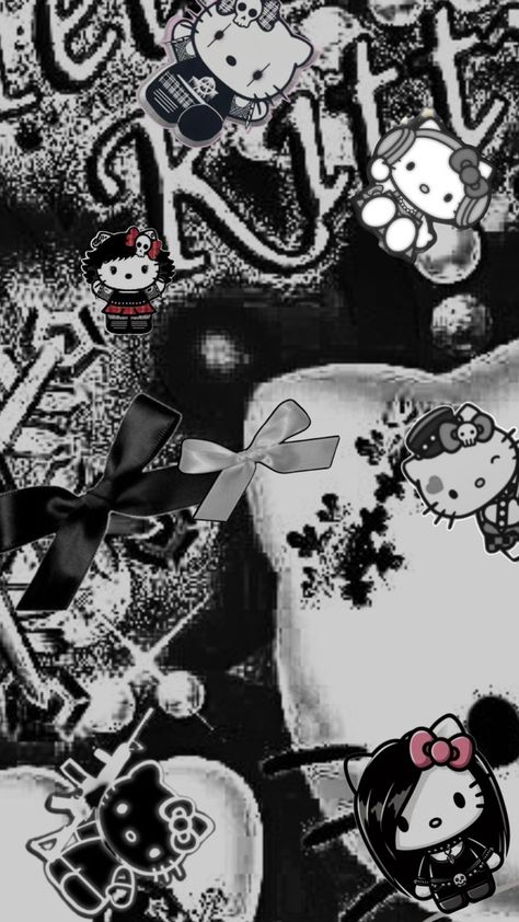 Hello kitty Emo Hello Kitty Wallpaper, Emo Hello Kitty, Hello Kitty Halloween Wallpaper, Black And White Wallpaper Iphone, Walpaper Hello Kitty, Iphone Wallpaper Classy, Iphone Wallpaper Hipster, Emo Wallpaper, Blood Art