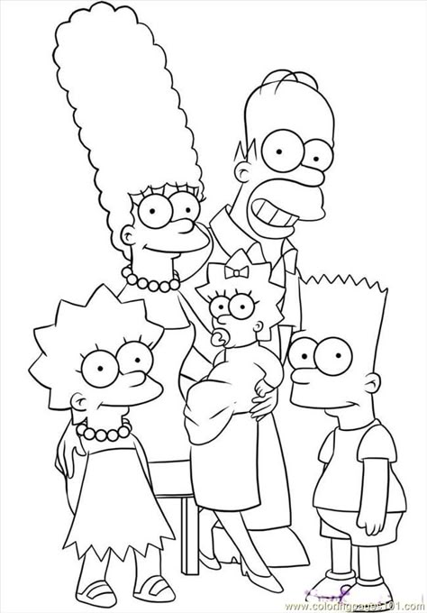 Simpsons Coloring Pages, Bart Simpson Drawing, The Simpsons Family, Simpsons Drawings, Family Coloring Pages, Simpsons Art, Family Drawing, Cartoon Coloring, Detailed Coloring Pages