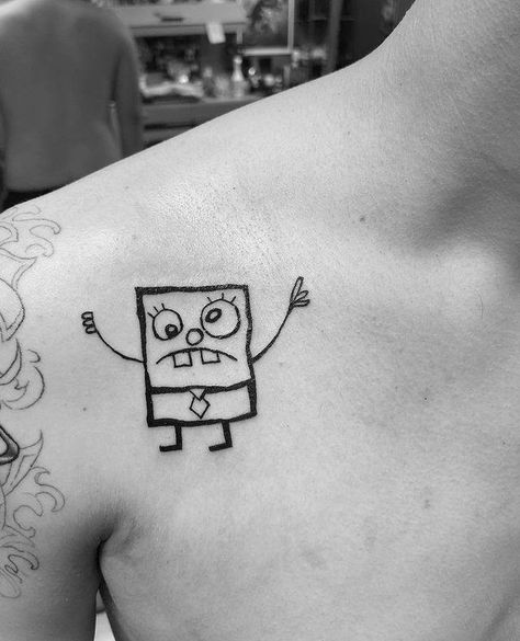 Bikini Bottom Scene Funny Tattoos For Men Doodlebob Tattoo, Bad Apple Tattoo, Dirac Equation, Spongebob Tattoo, Bestie Tattoos, Tattoos Matching, Earthy Elements, Bestie Tattoo, Clever Tattoos