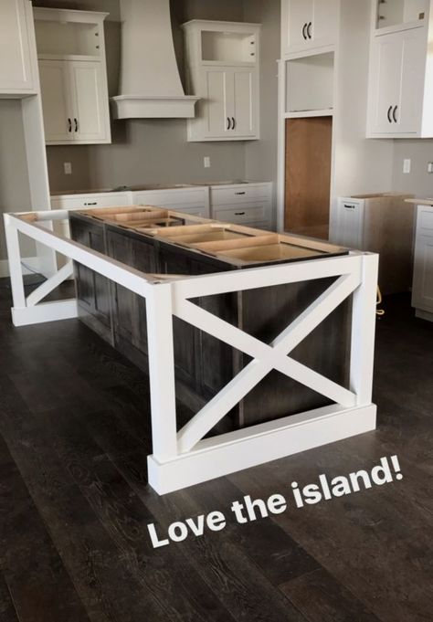 #kitchenrenovation #kitchenmakeover #kitchen End Of Island Shelves, Kitchen Islands Diy Plans, Kitchen Island And Bar Ideas, Large Kitchen Island Plans, 4 X 7 Kitchen Island, Island Cabinets Ideas, Bathroom Vanity Into Kitchen Island, Diy Kitchen Island With Sink And Dishwasher, 6x4 Kitchen Island