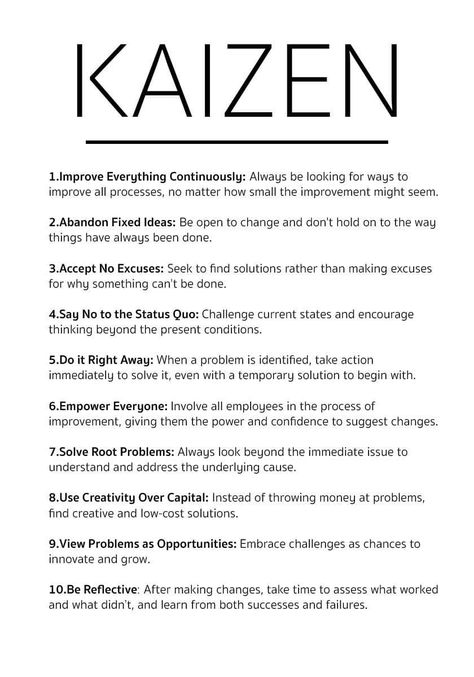 Strong Concept ‘KAIZEN’ I am following many of them on regular basis especially 1,2,4,6,8 .. How about you ❓❓❓ #improvement #dailylearning #digitalrealm #digitalmarketing Kaizen Challenge, Kaizen Philosophy, Kaizen Principle, Working Motivation, Knowledge Aesthetic, Art For Change, Success Words, Core Core, Growth Mindset Posters