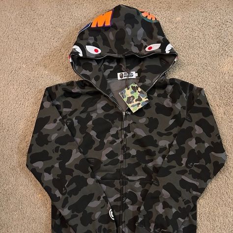 BAPE ZIP UP HOODIE - SIZE L - EXCELLENT QUALITY Bape Zip Up Hoodie, Zip Up Hoodie, Zip Ups, Tags, Closet