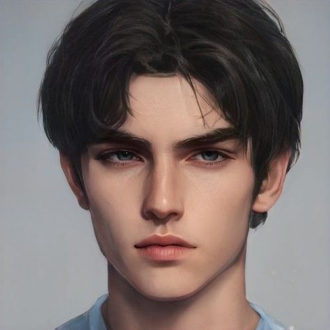 Brown Hair Boy, Character Inspiration Girl, Character Inspiration Male, Boy Face, Digital Portrait Art, Face Characters, Boy Character, Fantasy Male, Digital Art Anime