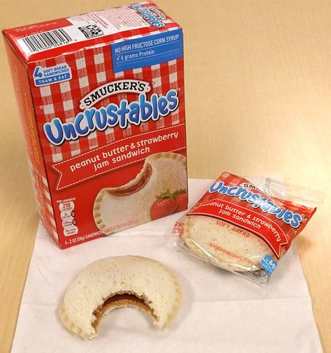 Richard Reviews Everything : Smucker's Uncrustables Peanut Butter & Strawberry Jam Healthy Uncrustables, Diy Uncrustables Fillings, Home Made Uncrustables, Uncrustables Diy, Peanut Butter Strawberry, Smuckers Uncrustables, Mango Jelly, Coconut Jelly, Costco Meals