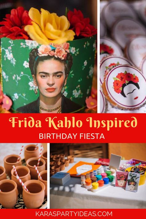 Kara's Party Ideas Frida Kahlo Inspired Birthday Fiesta | Kara's Party Ideas Frida Kahlo Dinner Party, Frida Theme Party Ideas, Frida Kahlo Inspired Decor, Frida Party Ideas, Frida Kahlo Party Ideas, Frida Kahlo Party Theme, Frida Birthday Party Ideas, Frida Kahlo Birthday Party Ideas, Frida Khalo Party