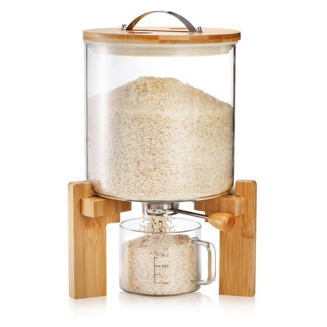 Aocay Rice Dispenser Storage Tank, Rice Container with Measuring Cup, Cereal Dispenser Glass with Locking Lid, Cereal Dispenser for Rice Soybeans Cereal (5L) Sugar Flour Containers, Flour Container, Rice Dispenser, Rice Container, Amazon Kitchen Finds, Amazon Kitchen Must Haves, Kitchen Storage Hacks, Cereal Containers, Cereal Dispenser