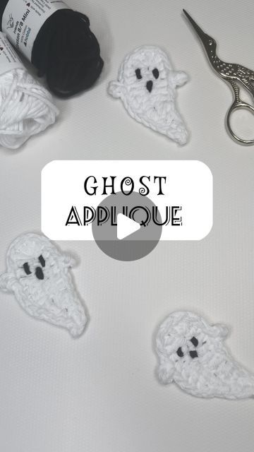 Halloween Crochet Tutorials, Crochet Applique Patterns Free Simple, Crochet Ghost Applique, Embroider Eyes, Ghost Crochet Pattern, Simple Ghost, Ghost Crochet, Crochet Ghost, Crochet Tips