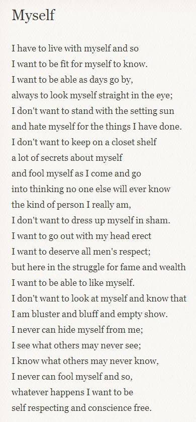 Edgar Albert Guest Edgar A Guest Poems, Poem About Loving Myself, Edgar Albert Guest, Edgar Guest Poems, Poem About Respect, Poems About Being In Love, Famous Poems About Life, Myself Poem, Writing About Myself