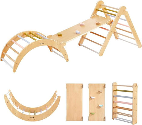 Beright 5 In1 Pikler Triangle Gym, Foldable Climbing Triangle Ladder Toys with Ramp, Indoor Climbing Toys for Kids, Play Gym, Arch Climber, Rocker, Learning Waldorf Children Toy Structure, Light Climbing Triangle, Toddler Climbing, Pikler Triangle, Indoor Climbing, Climbing Gym, Play Gym, Kids Gift Guide, Toys For Kids, Kids Play