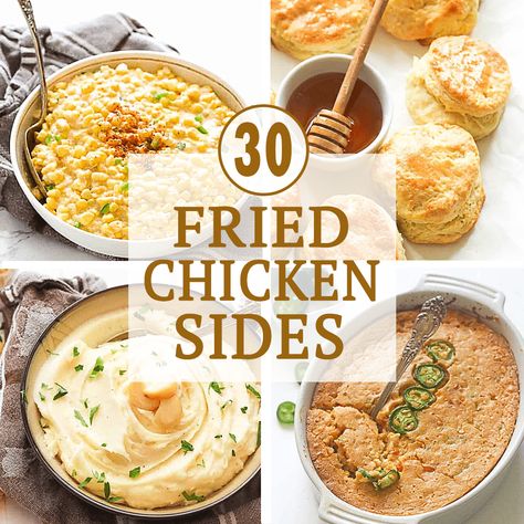 Fried Chicken Buffet, Sides For Breaded Chicken, Fried Chicken Sides For Party, Best Sides For Fried Chicken, Sides Dishes For Fried Chicken, What To Serve With Fried Chicken, Sides With Fried Chicken, Side Dishes For Fried Chicken, Fried Chicken Meals