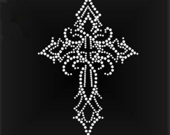 Rhinestone Ideas, Cross Coloring Page, Cross With Wings, Cross Applique, Rhinestone Designs Pattern, Cross Decor, Clear Plastic Sheets, Cross Tattoo Designs, Rhinestone Crafts