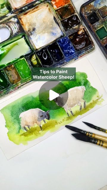 Watercolor Sheep, Painting Together, Crafts Drawing, Paint Tutorials, Watercolor Markers, Step By Step Watercolor, Art Demo, Watercolor Beginner, The Joy Of Painting